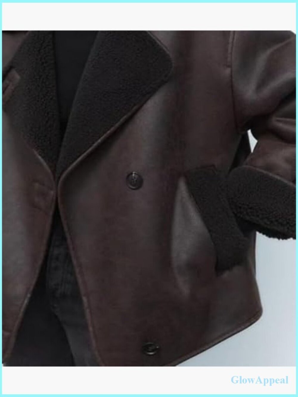 Oversized Faux Leather Jacket Sherpa Lined Winter Coat Moto Biker Style - Picture 2 of 7